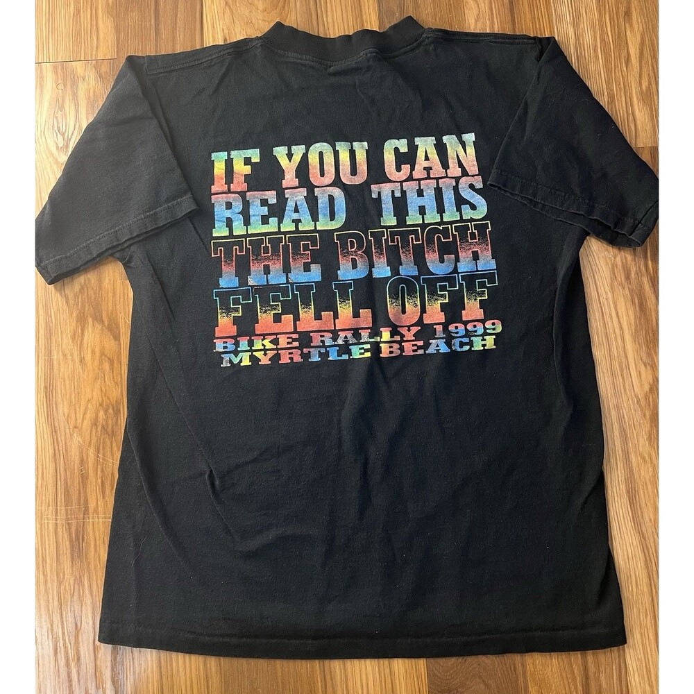 1999 Bike Rally Myrtle Beach T-Shirt Funny Back Print Large Vintage Motorcycle